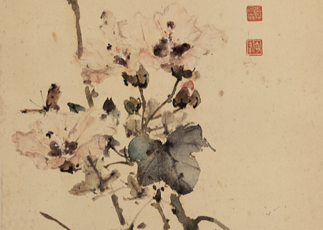 芙蓉采蝶图